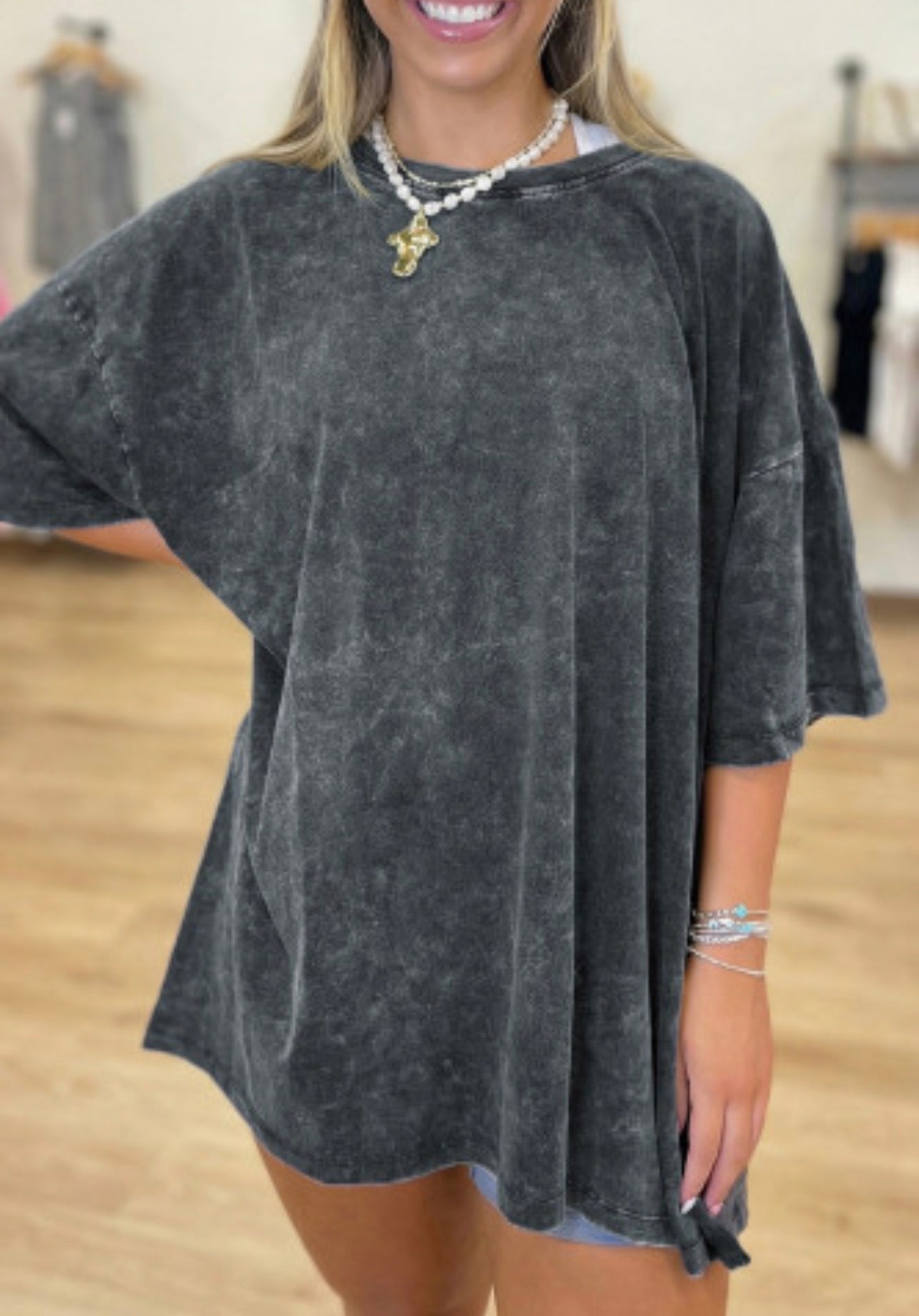 Dark Grey Washed Darling Days Tee